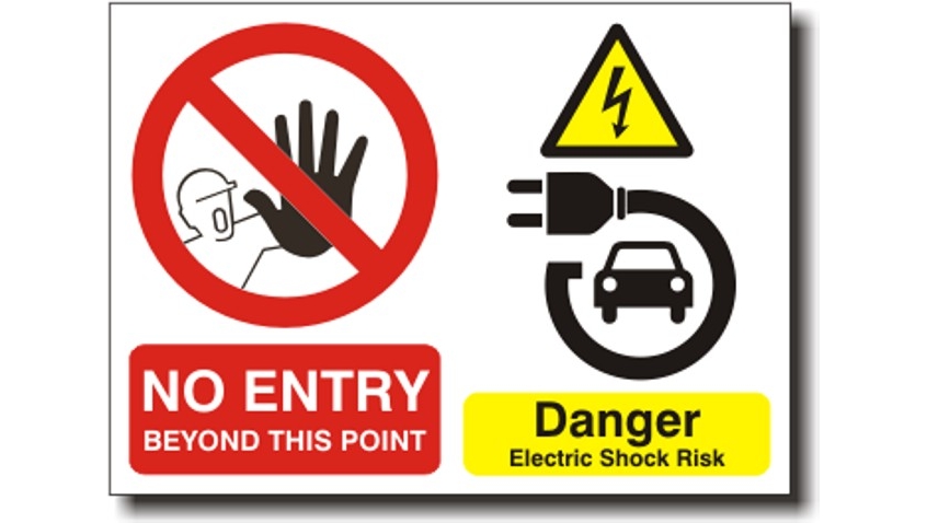 electric & hybrid vehicle warning sign