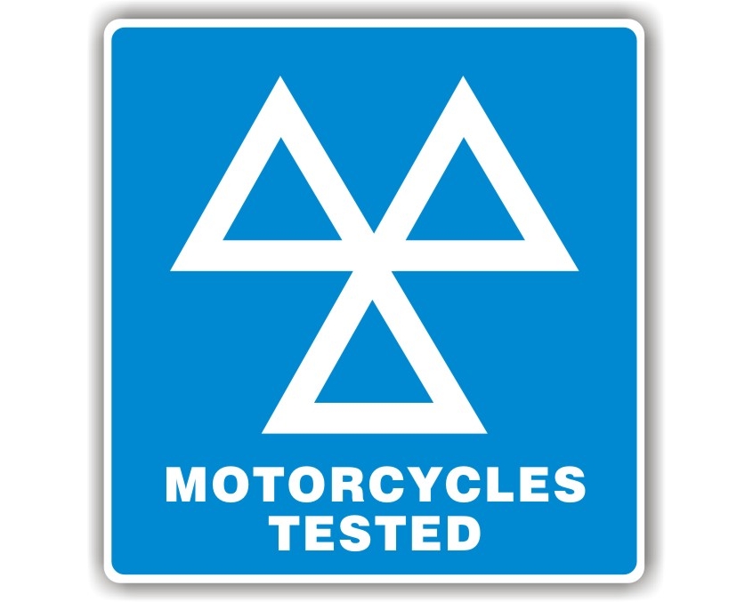mot sign - 3 triangles motorcycles tested sign