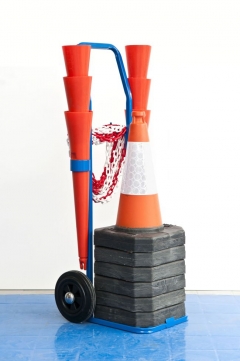 hazard area cone & chain system with trolley