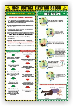 electric shock first aid and cpr advice - polymer poster