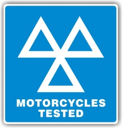 mot sign - 3 triangles motorcycles tested sign
